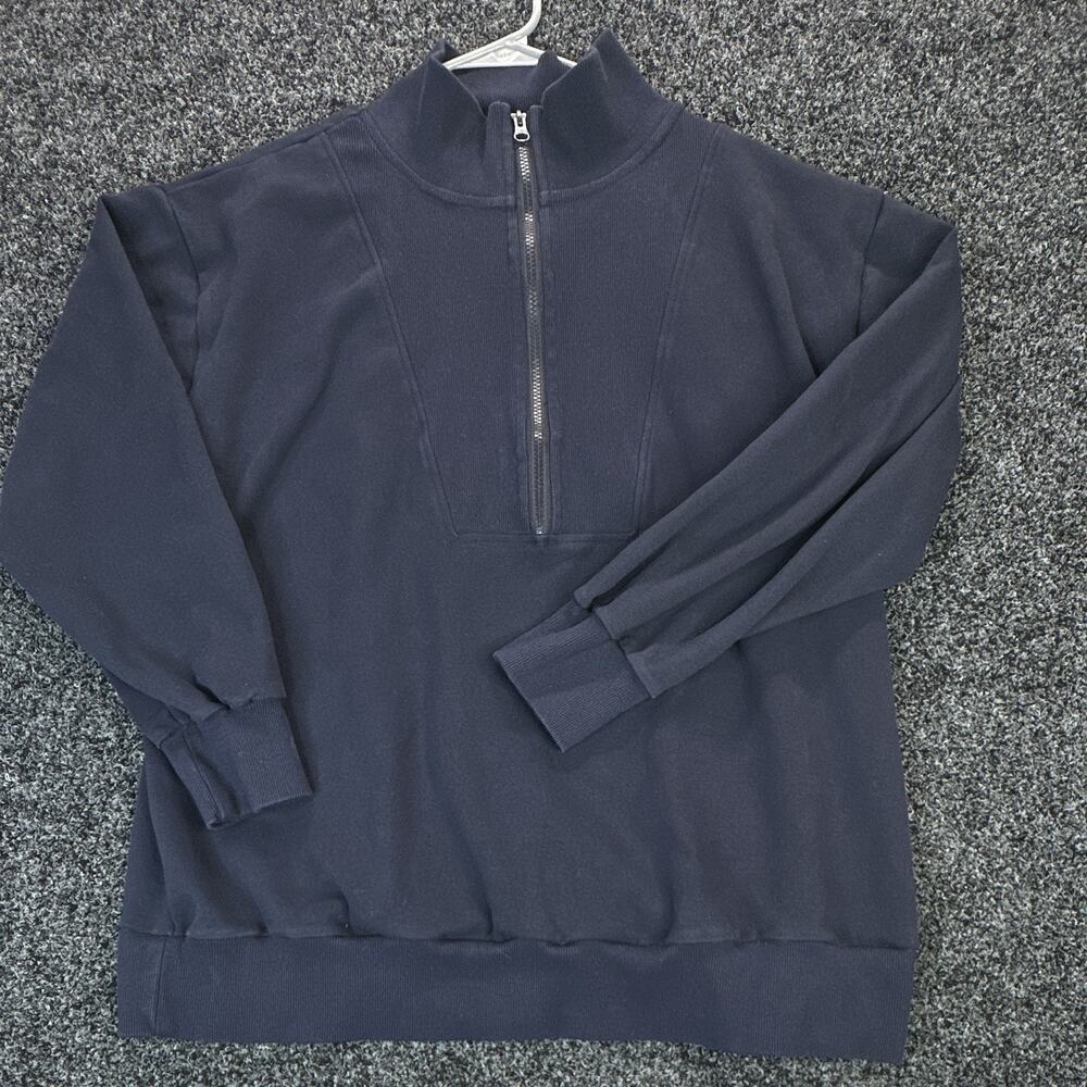 Angel Maternity Women’s 2XL Navy Quarter Zip Pullover Sweatshirt Cotton Stretch